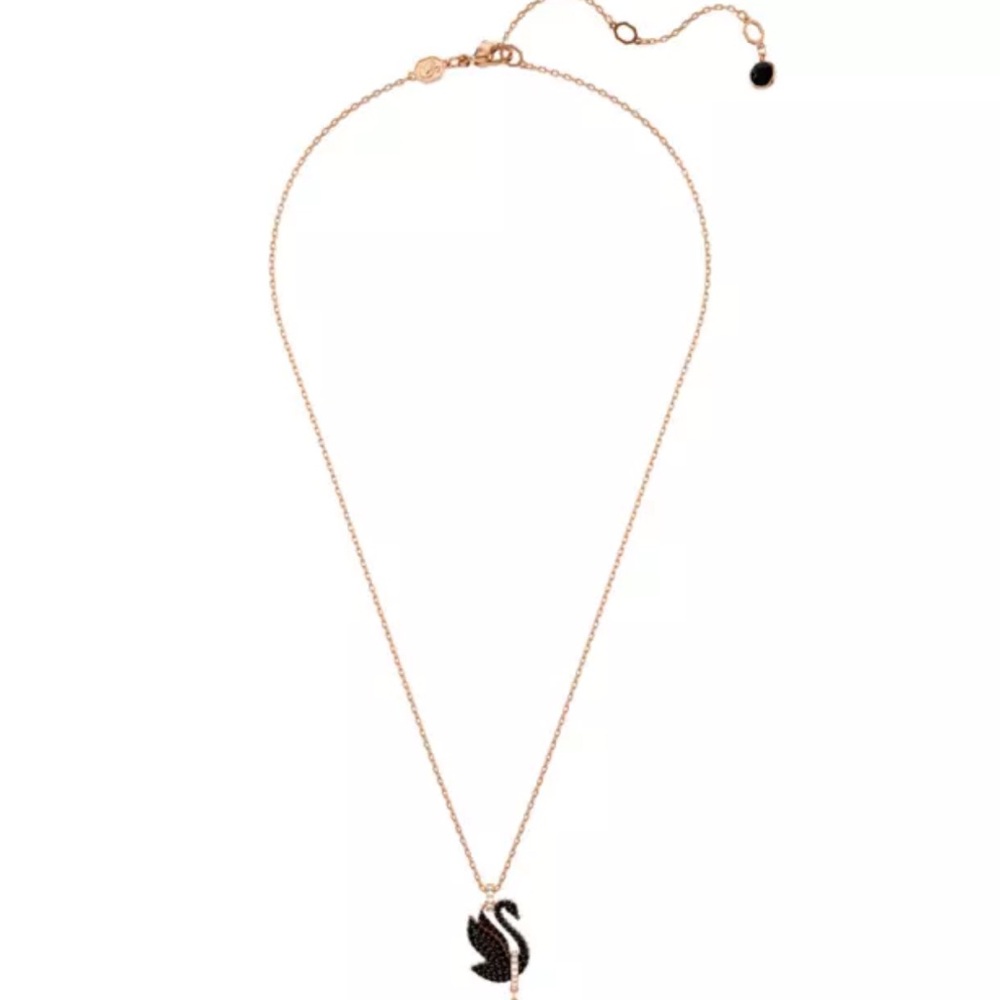 NWT SWAROVOSKI Necklace  Swan pendant Swan, Black, Rose tone. - Picture 2 of 3
